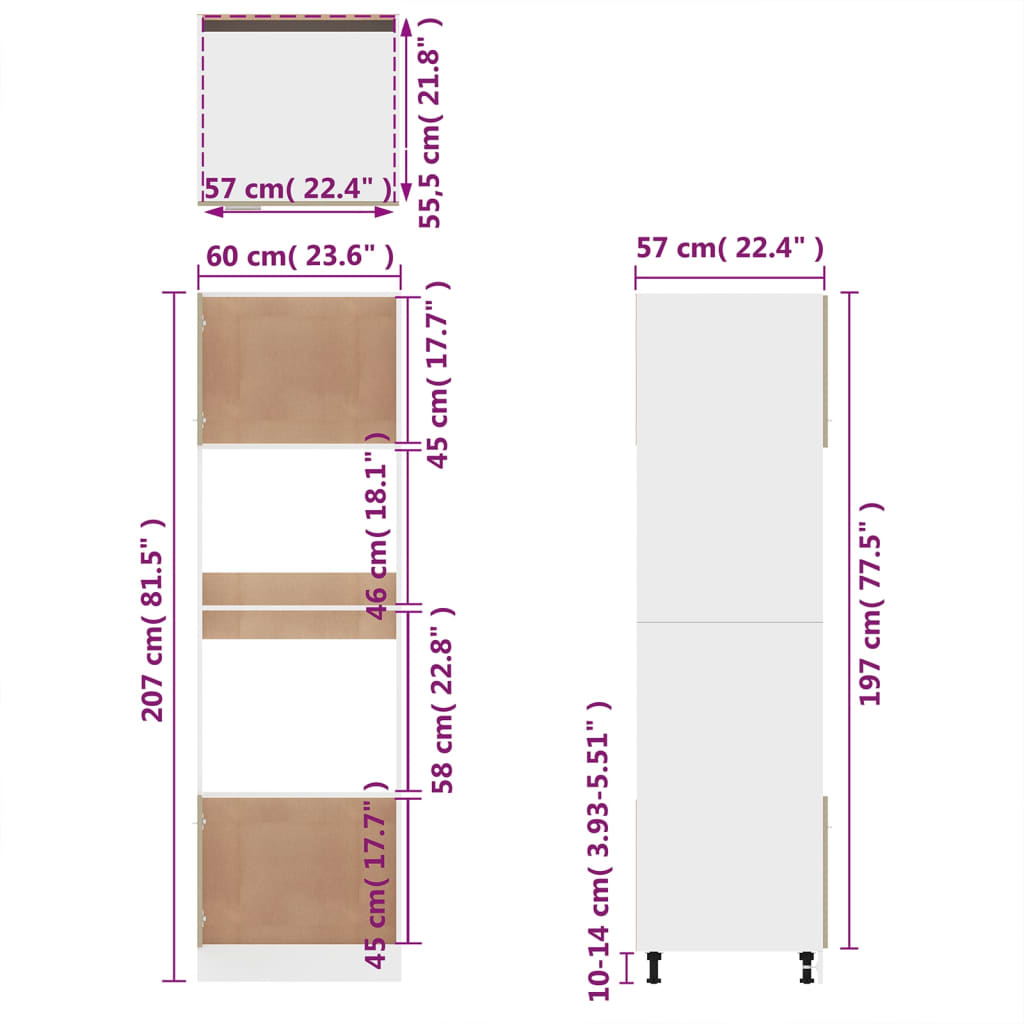 Armadio per Microonde “Lyon” Rovere Fumo 60x57x207cm | homemem39