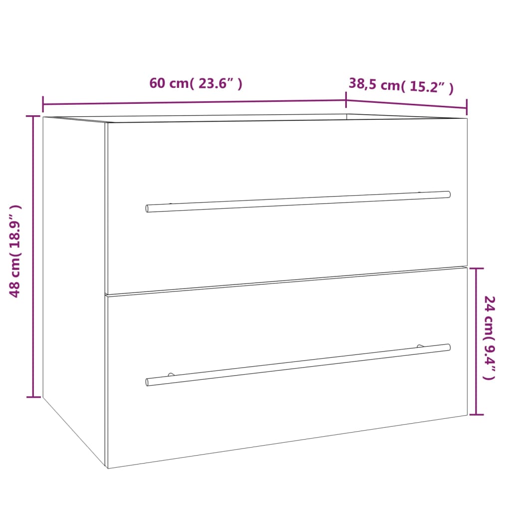 Mobile Lavabo Grigio Sonoma 60x38,5x48 cm in Legno Multistrato