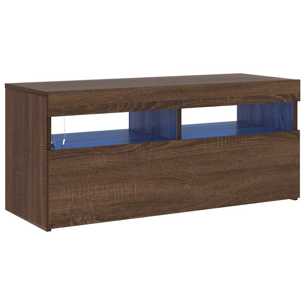 Mobile Porta TV con Luci LED Rovere Marrone 90x35x40 cm - homemem39