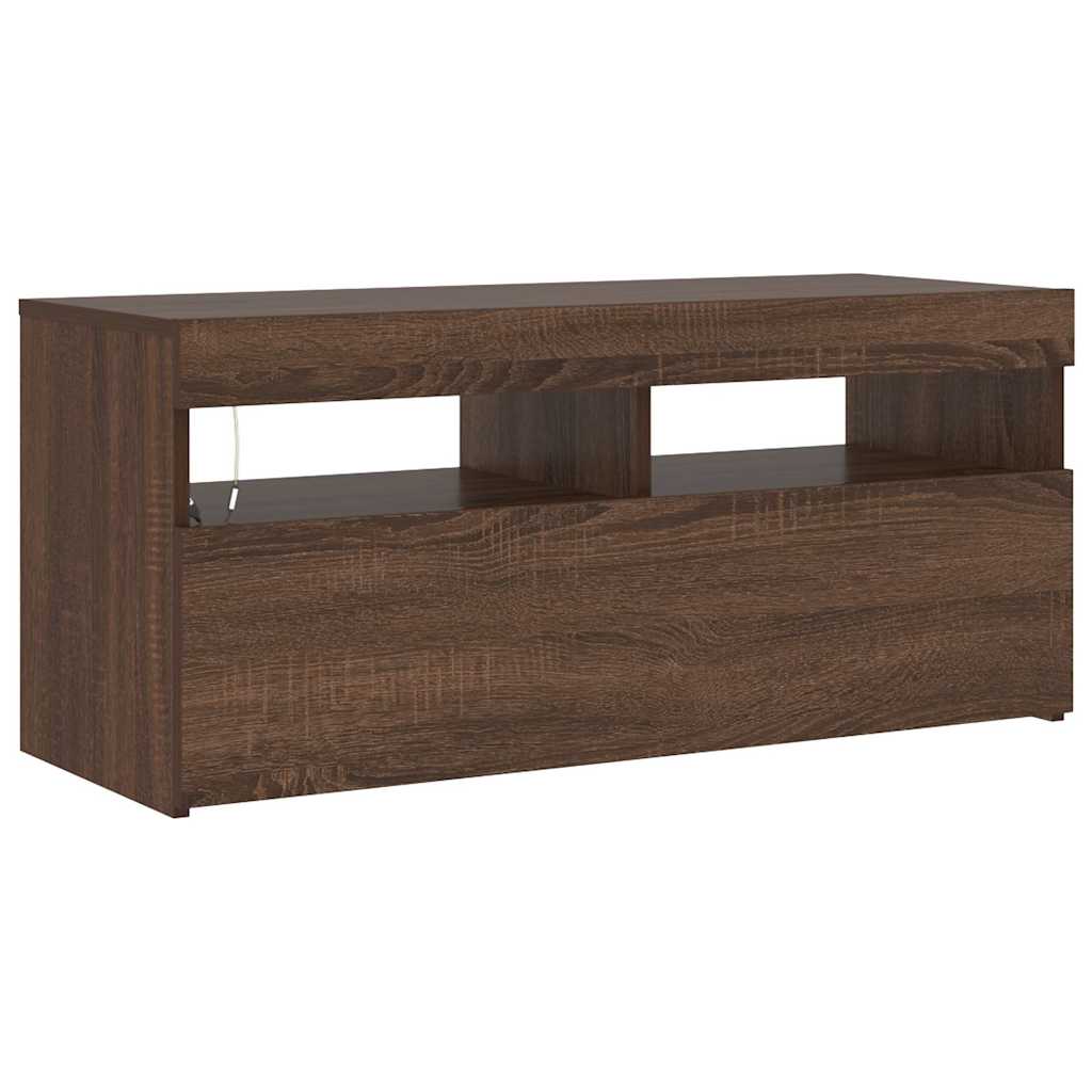 Mobile Porta TV con Luci LED Rovere Marrone 90x35x40 cm - homemem39