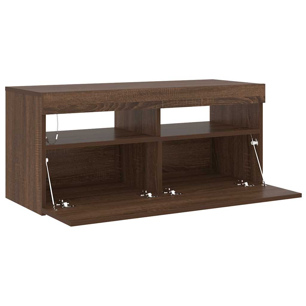 Mobile Porta TV con Luci LED Rovere Marrone 90x35x40 cm - homemem39
