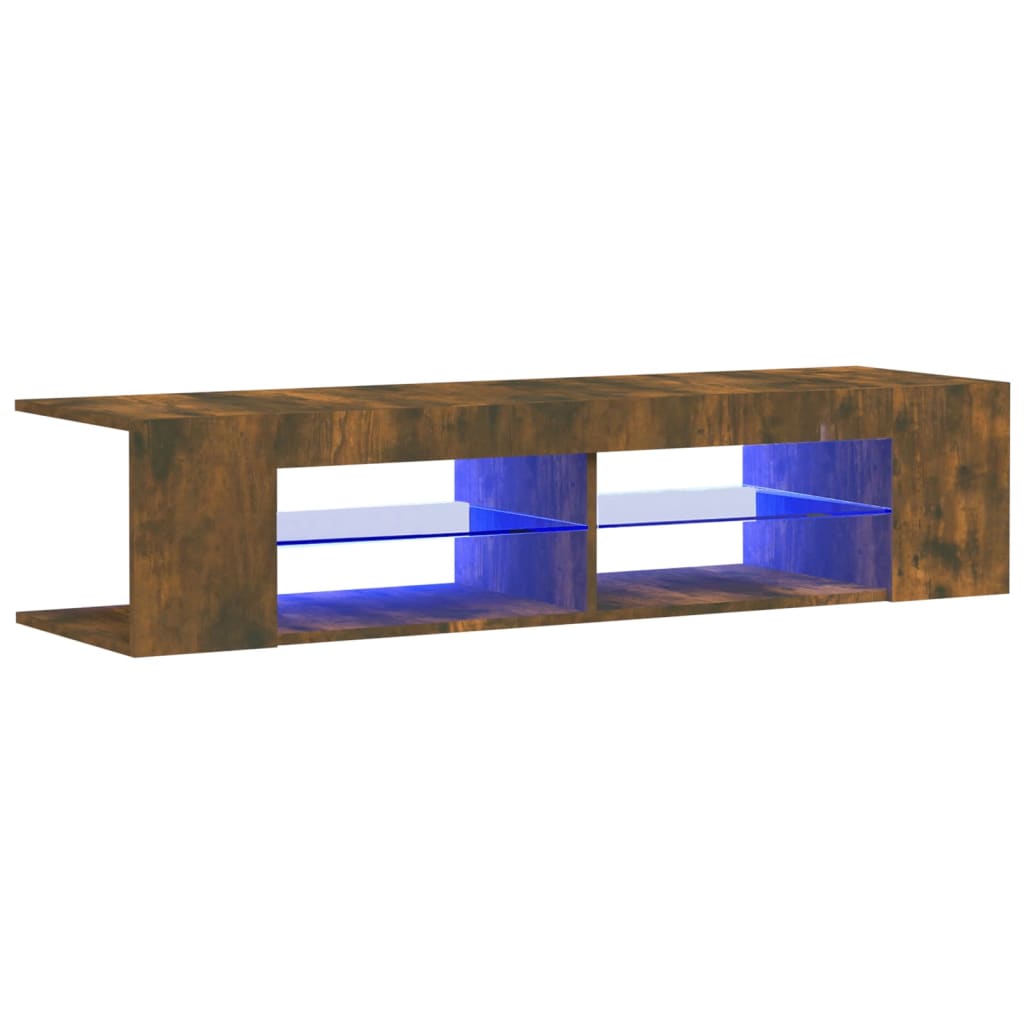 Mobile Porta TV con Luci LED Rovere Fumo 135x39x30 cm - homemem39