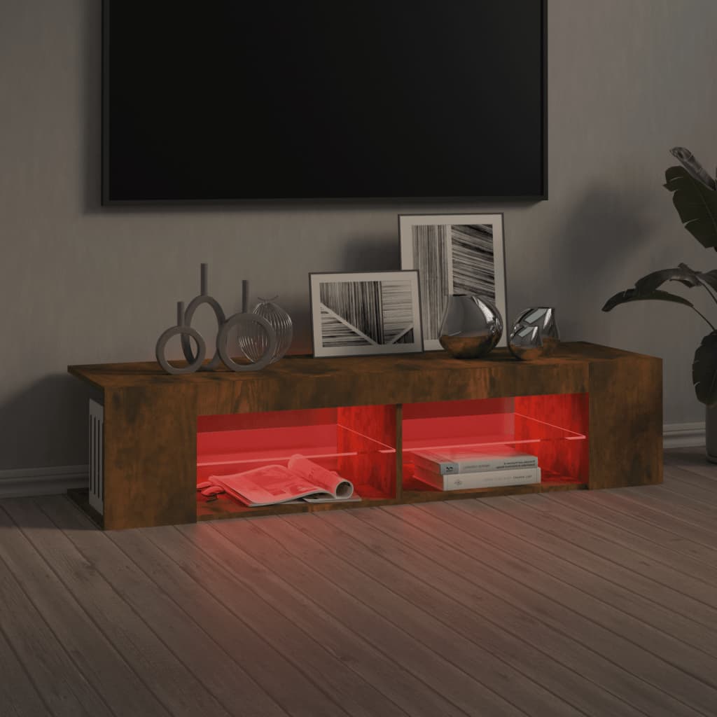 Mobile Porta TV con Luci LED Rovere Fumo 135x39x30 cm - homemem39