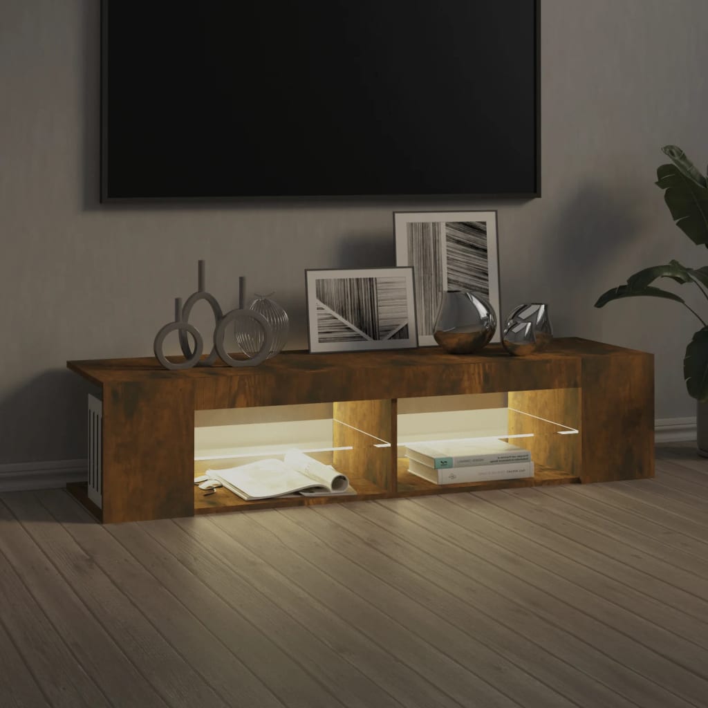 Mobile Porta TV con Luci LED Rovere Fumo 135x39x30 cm - homemem39