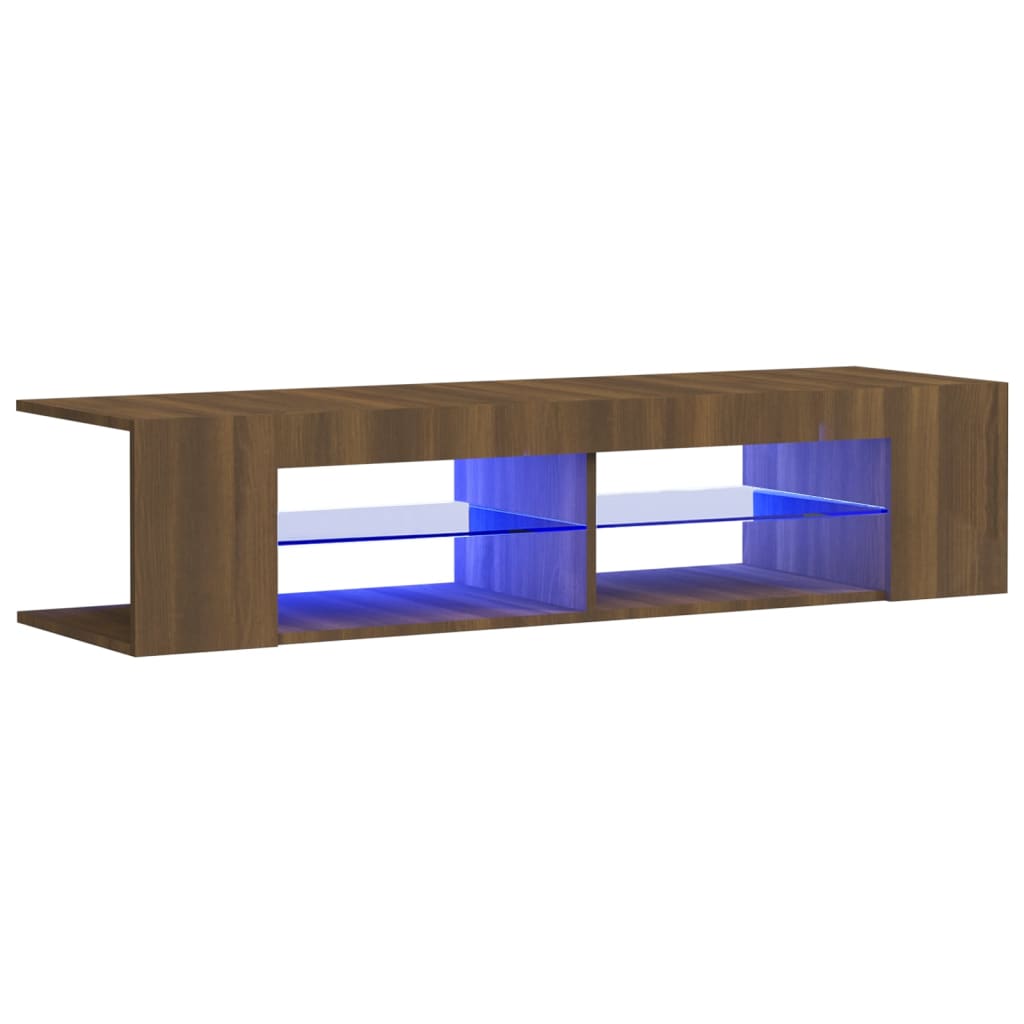 Mobile Porta TV con Luci LED Rovere Marrone 135x39x30 cm - homemem39