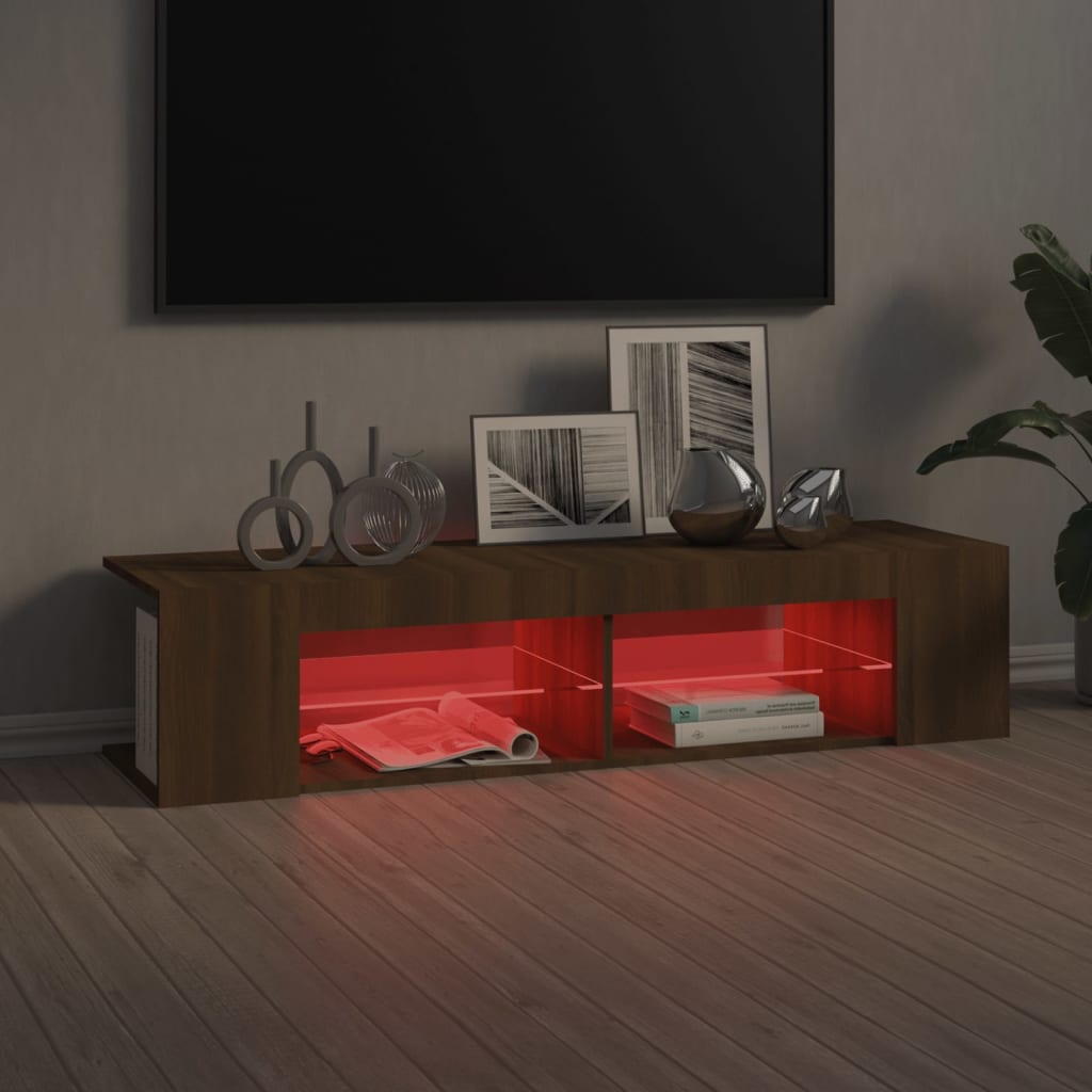 Mobile Porta TV con Luci LED Rovere Marrone 135x39x30 cm - homemem39