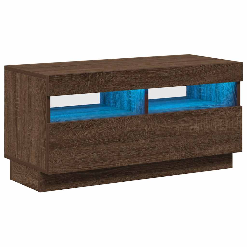 Mobile Porta TV con Luci LED Rovere Marrone 80x35x40 cm - homemem39