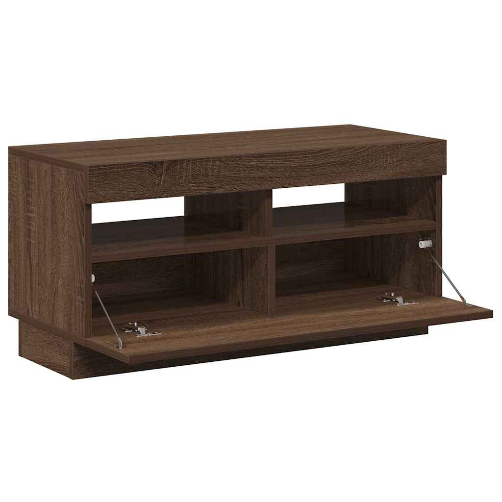 Mobile Porta TV con Luci LED Rovere Marrone 80x35x40 cm - homemem39
