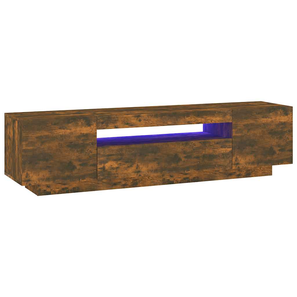 Mobile Porta TV con Luci LED Rovere Fumo 160x35x40 cm - homemem39