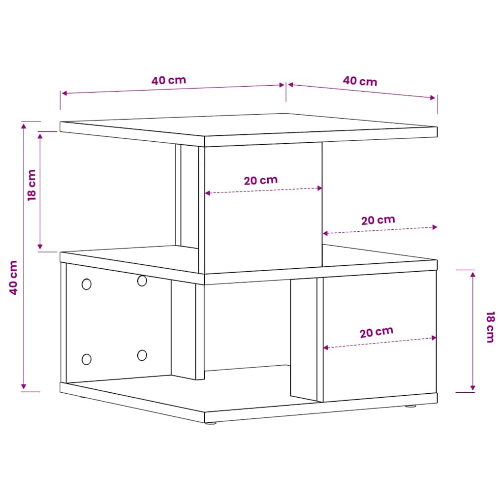 Tavolino da Salotto Rovere Marrone 40x40x40cm Legno Multistrato | homemem39