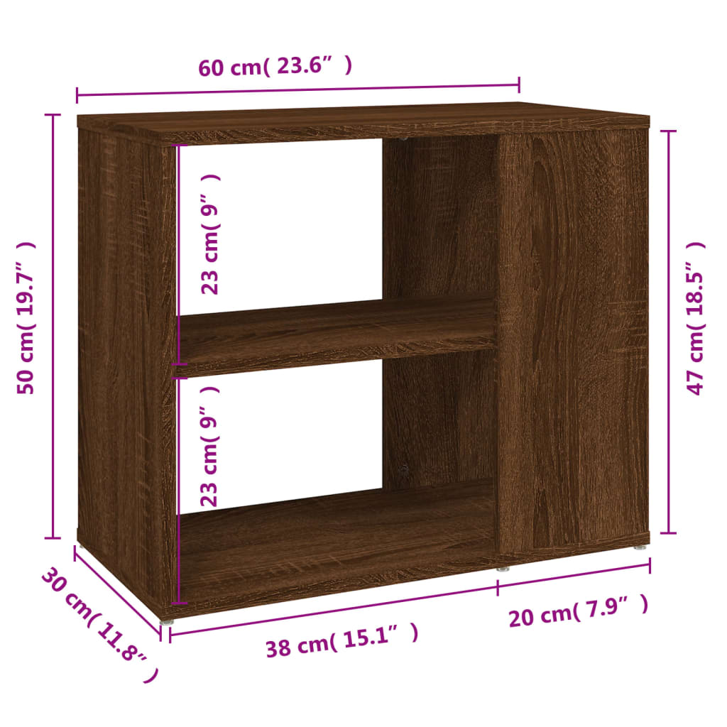 Mobiletto Laterale Rovere Marrone 60x30x50 cm Legno Multistrato - homemem39