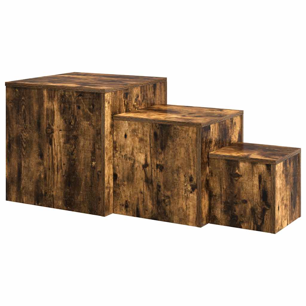 Credenze 3 pz Rovere Fumo in Legno Multistrato