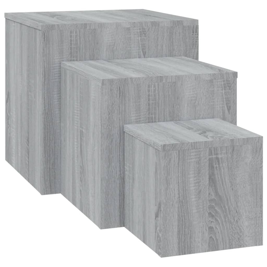 Credenze 3 pz Grigio Sonoma in Legno Multistrato