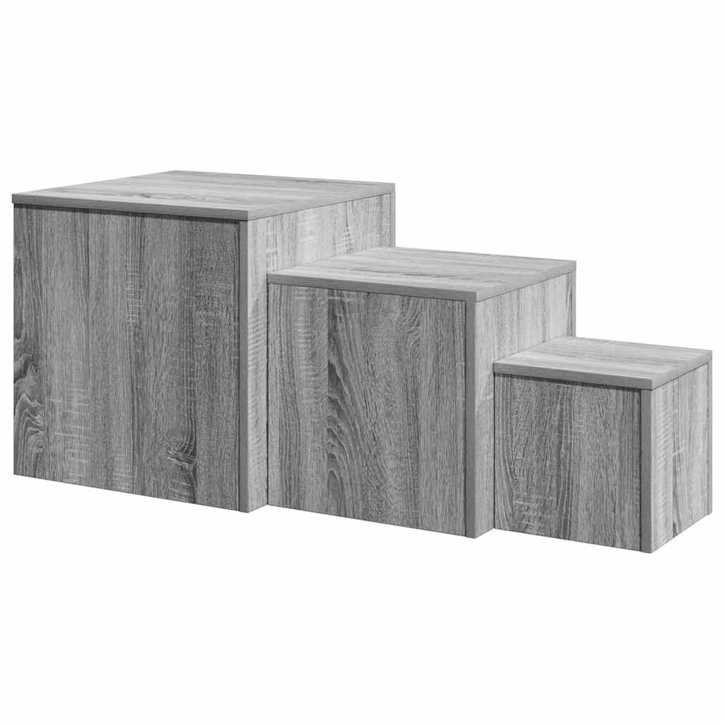 Credenze 3 pz Grigio Sonoma in Legno Multistrato