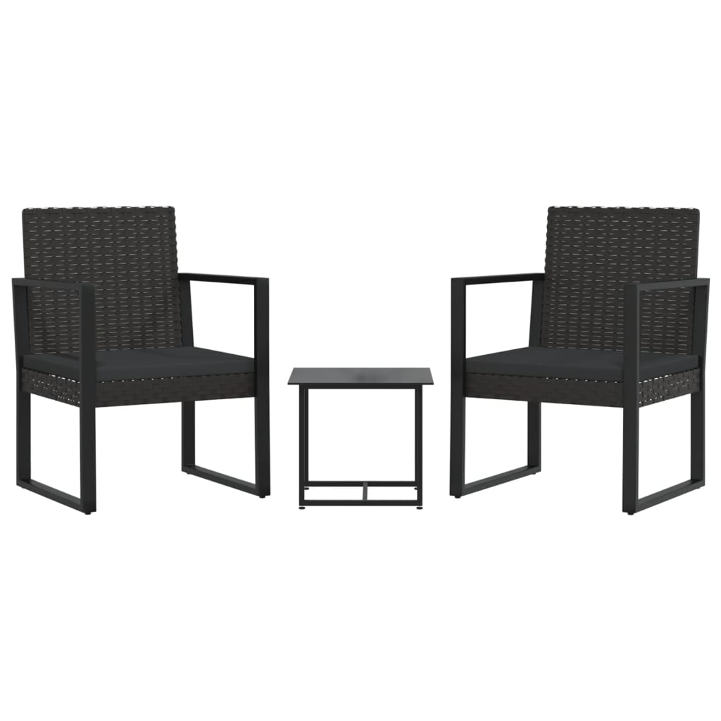 Set Divani da Giardino 3 pz con Cuscini Nero in Polyrattan - homemem39