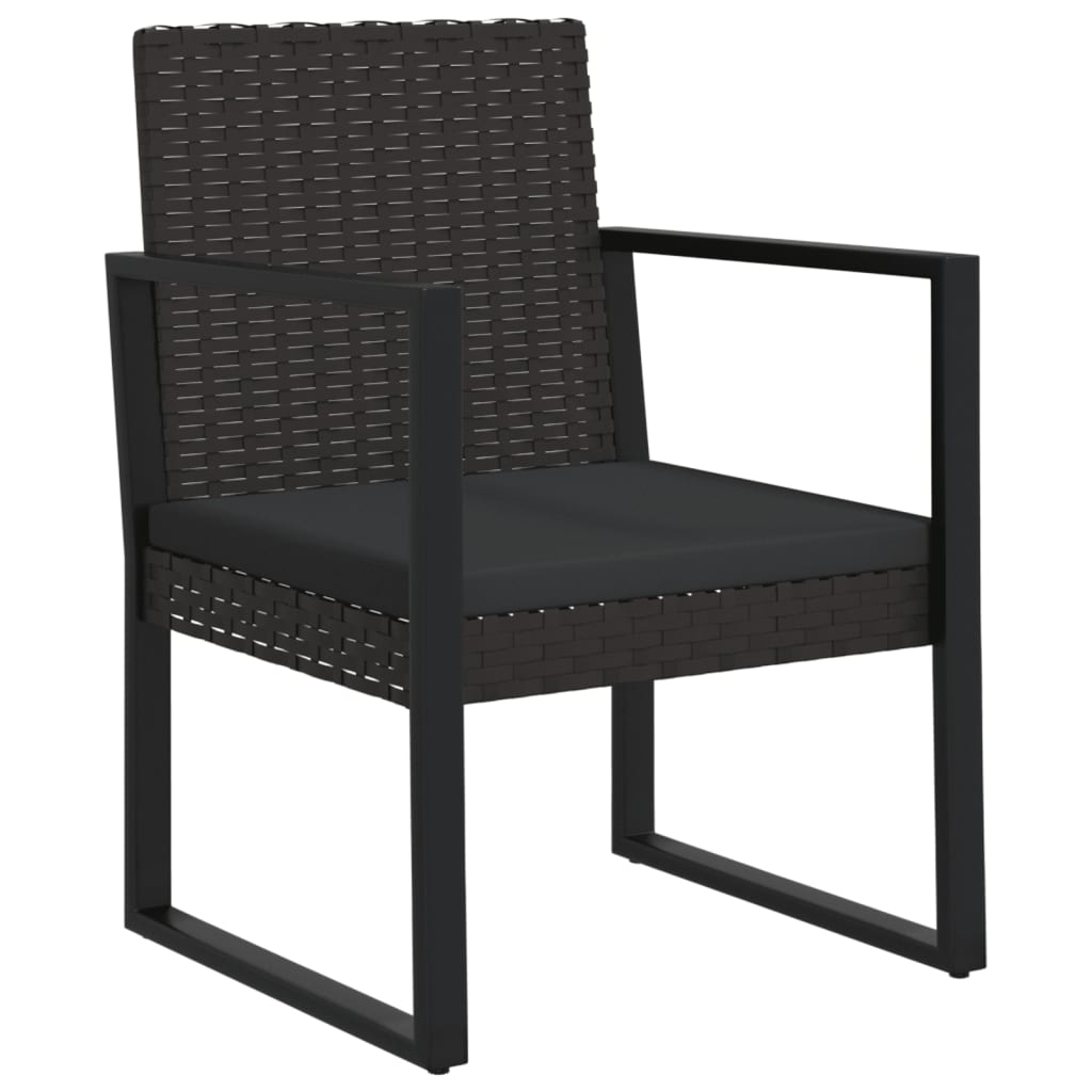 Set Divani da Giardino 3 pz con Cuscini Nero in Polyrattan - homemem39