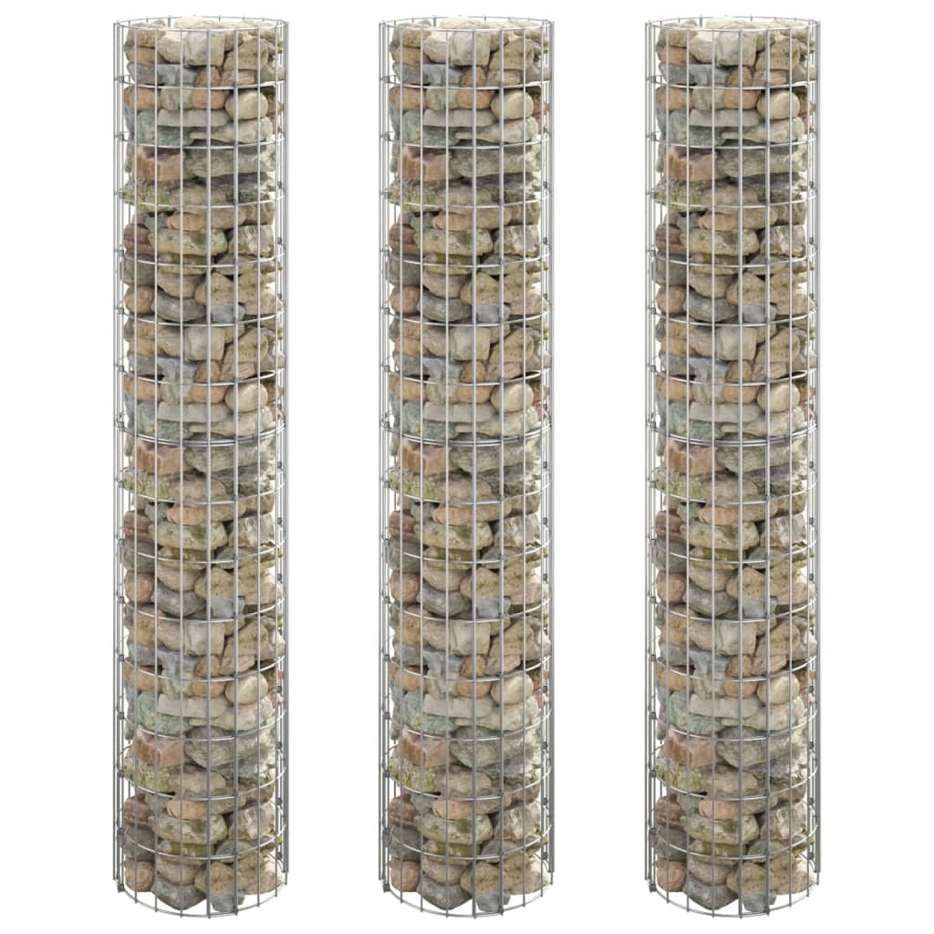 Fioriere Gabbione Circolare 3 pz in Acciaio Zincato Ø30x150 cm - homemem39