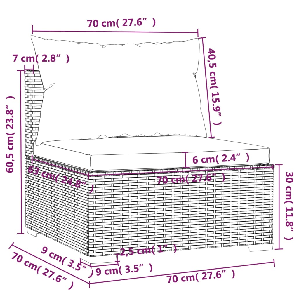 Set Divani da Giardino 12 pz con Cuscini in Polyrattan Marrone | homemem39