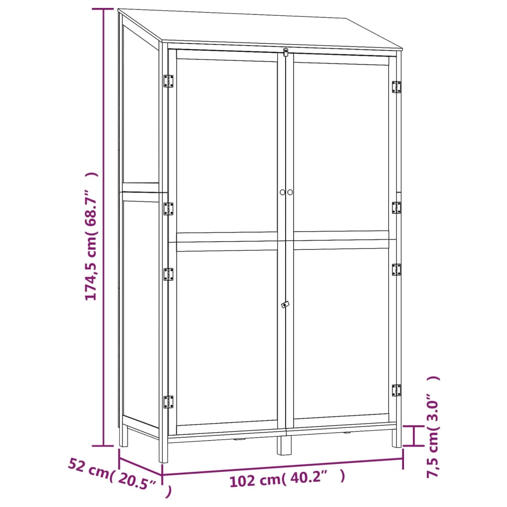 Capanno da Giardino 102x52x174,5 cm in Legno Massello di Abete - homemem39
