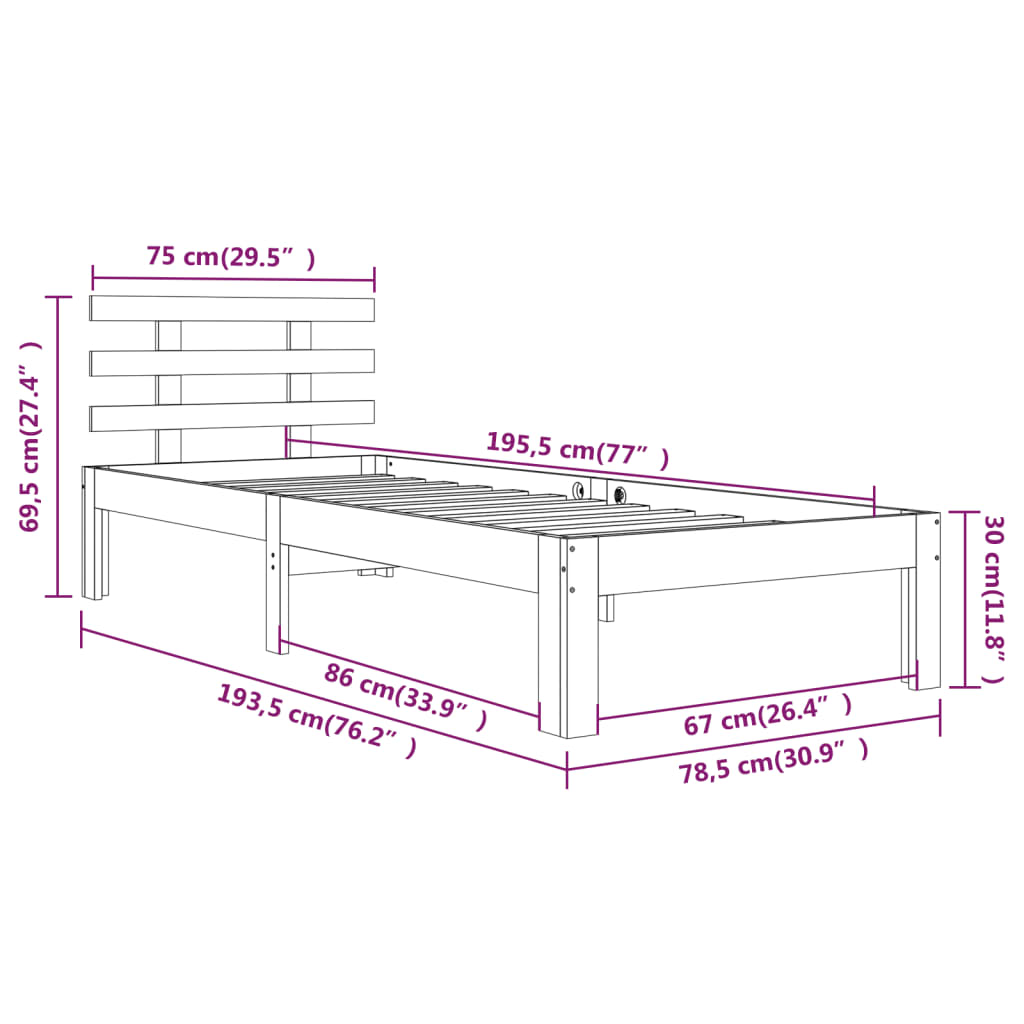 Giroletto in Legno Massello 75x190 cm Small Single | homemem39