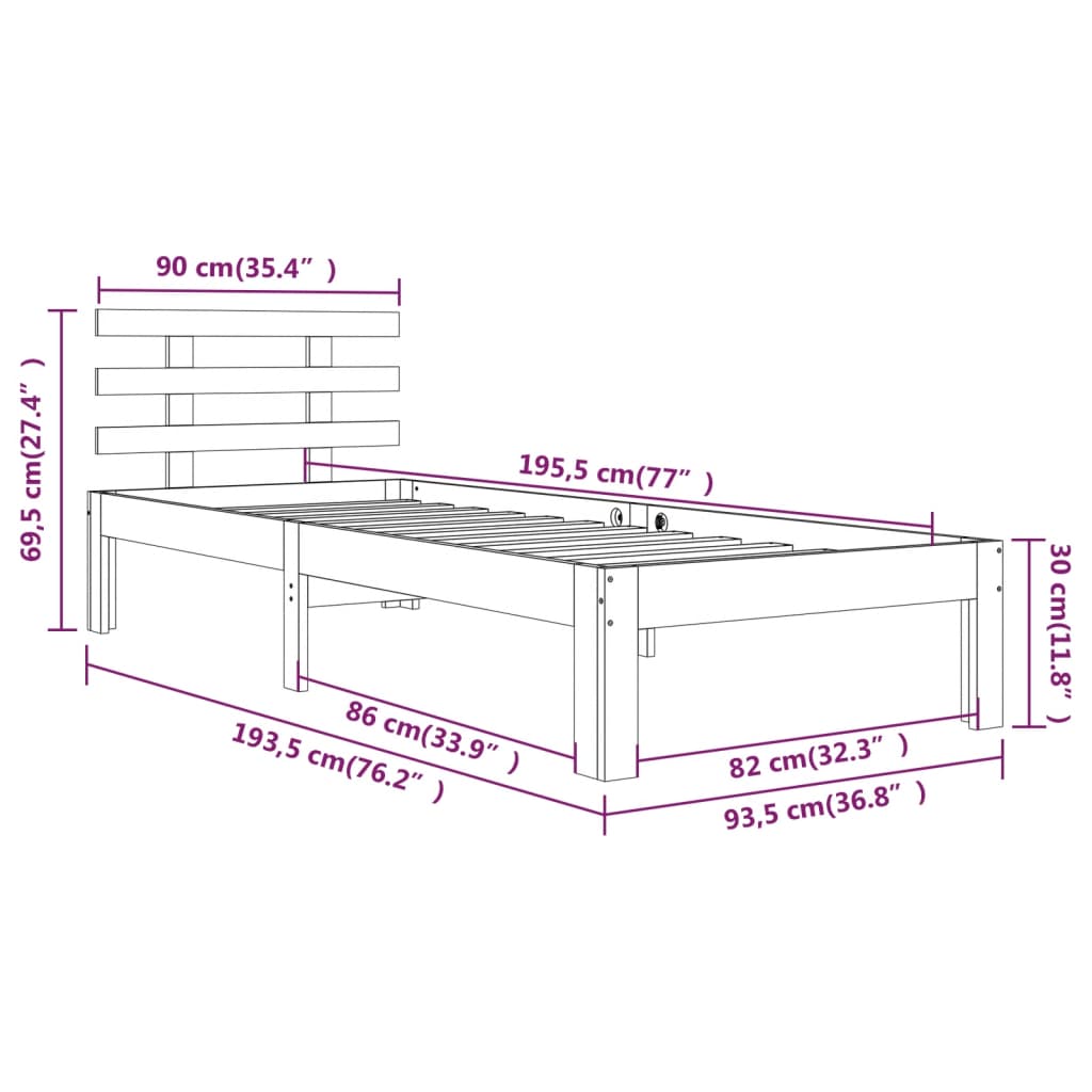Giroletto in Legno Massello 90x190 cm Single | homemem39