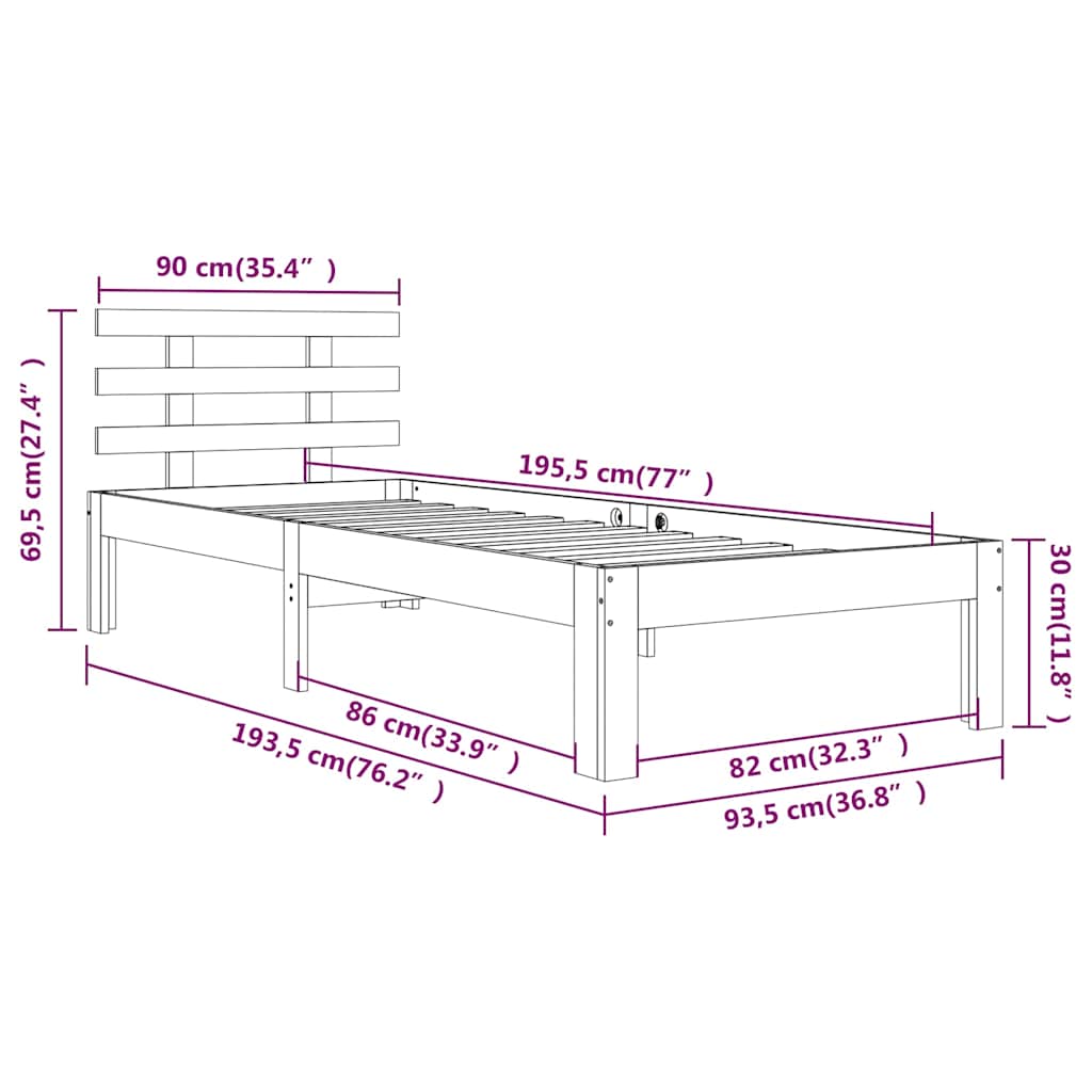 Giroletto in Legno Massello 90x190 cm Single | homemem39