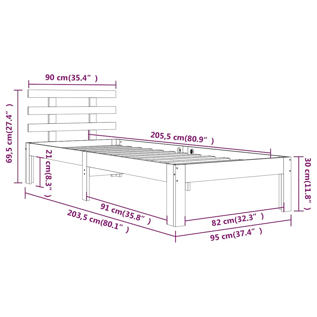 Giroletto Bianco in Legno Massello 90x200 cm | homemem39