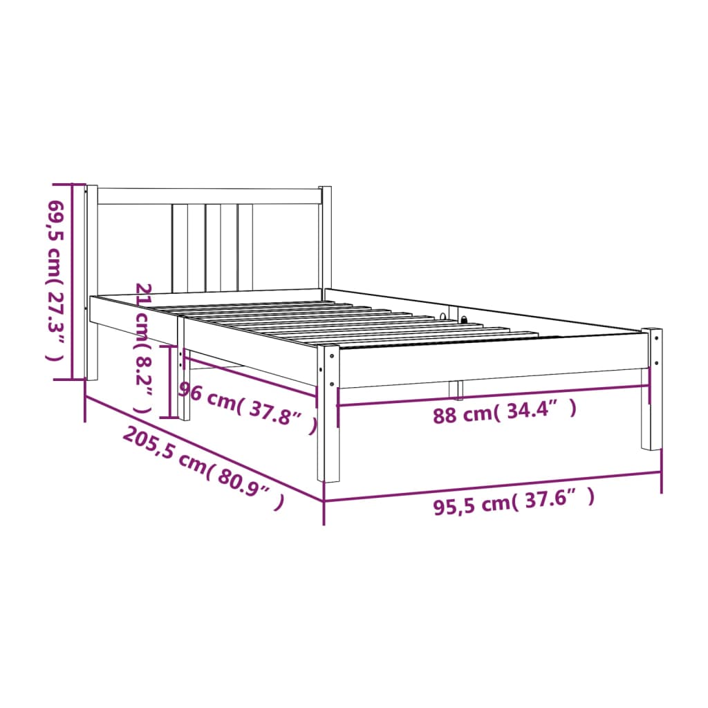 Giroletto Bianco in Legno Massello 90x200 cm | homemem39