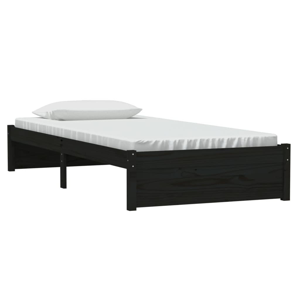 Giroletto Nero in Legno Massello 90x190 cm Single - homemem39
