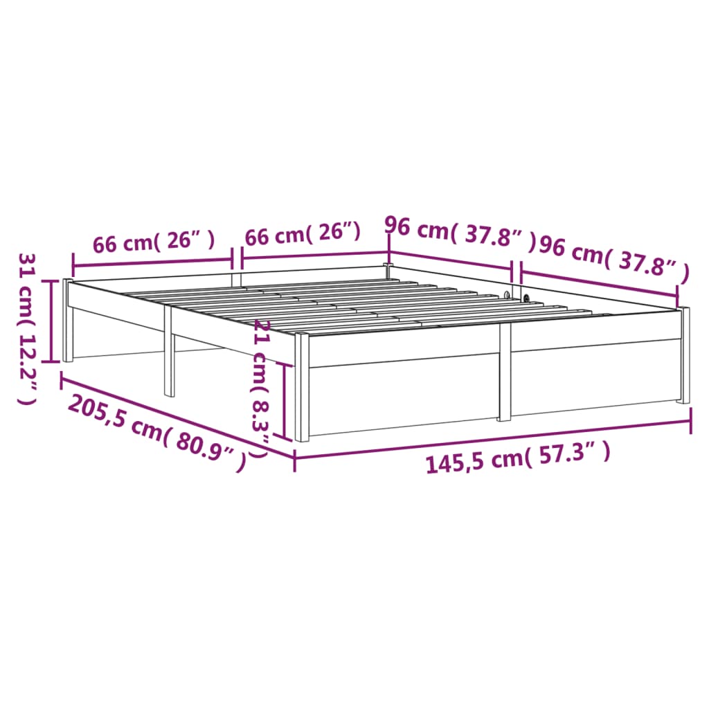 Giroletto senza Materaso Ambra in Legno Massello 140x200 cm - homemem39