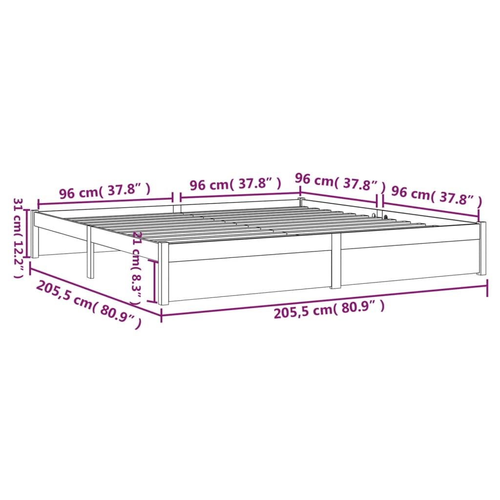 Giroletto senza Materaso Ambra in Legno Massello 200x200 cm - homemem39
