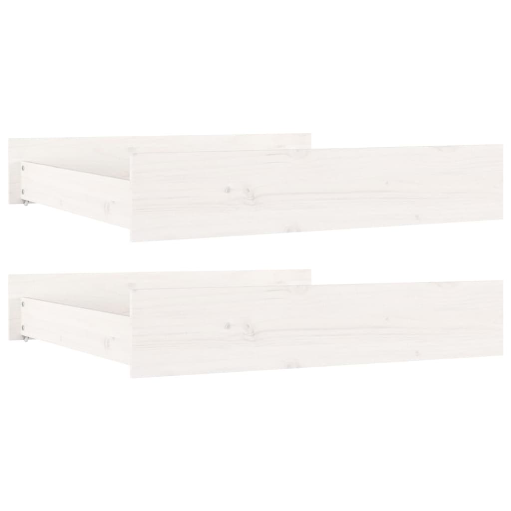 Cassettoni da Letto 2 pz Bianchi in Legno Massello di Pino - homemem39