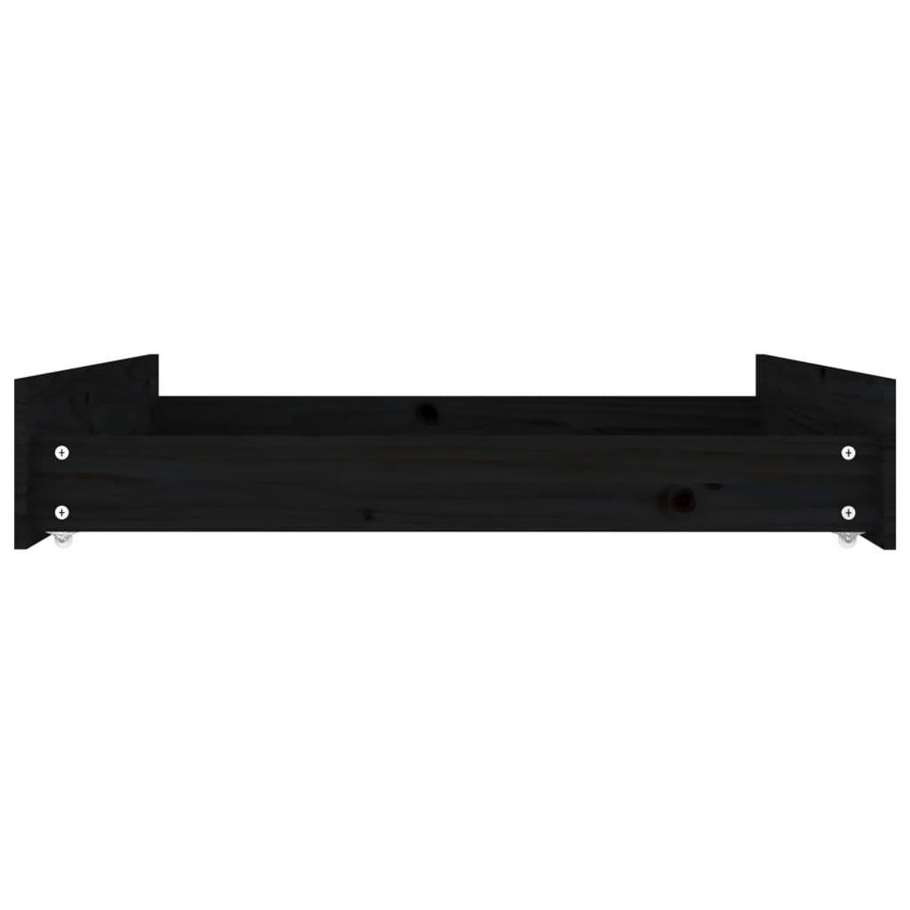 Cassetti per Letto 2 pz in Legno Massello di Pino Nero