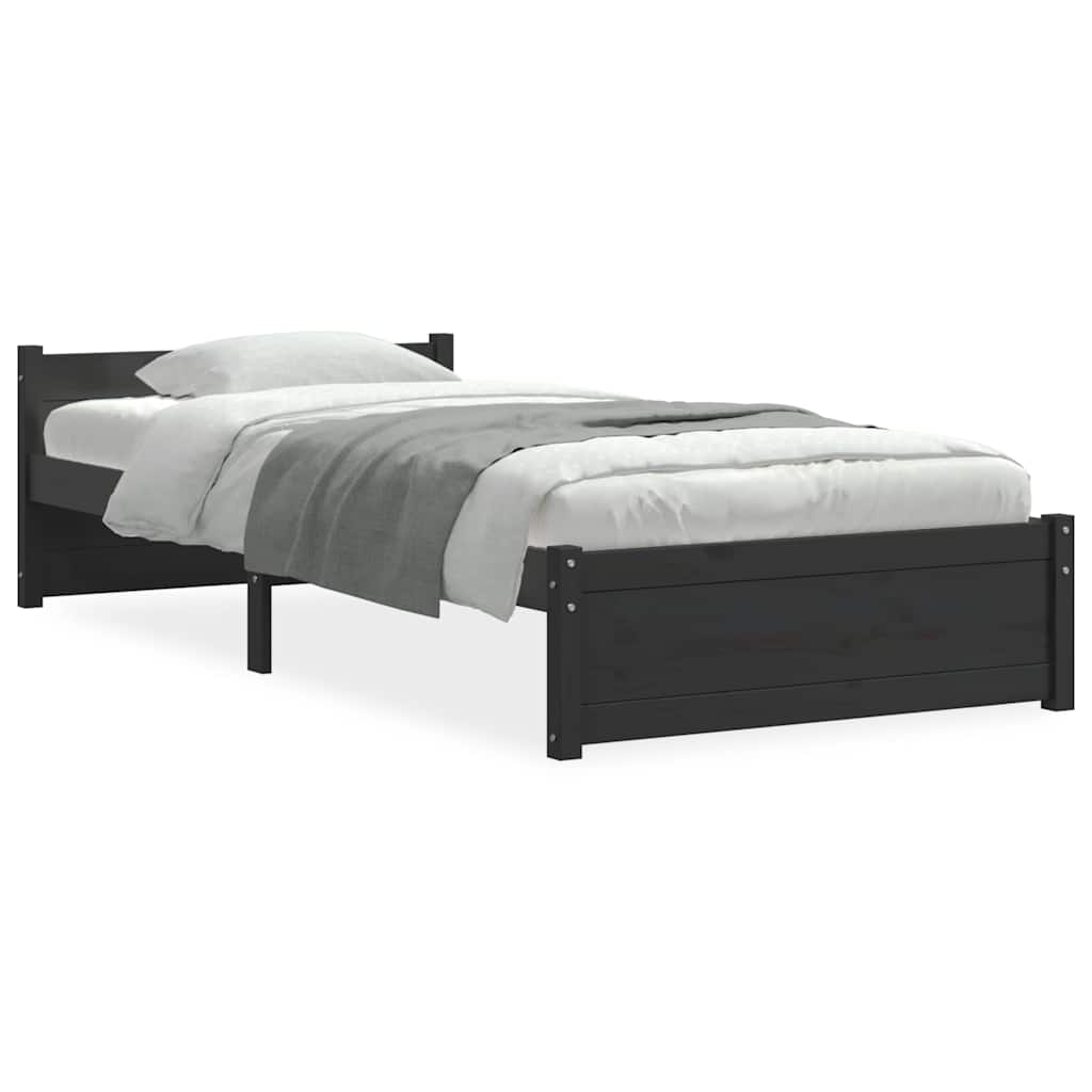 Black bed frame in solid wood 90x200 cm