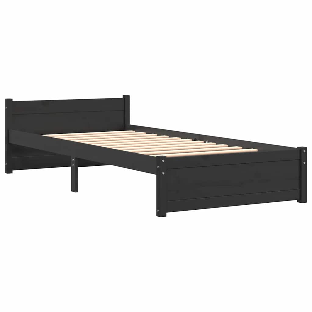 Black bed frame in solid wood 90x200 cm