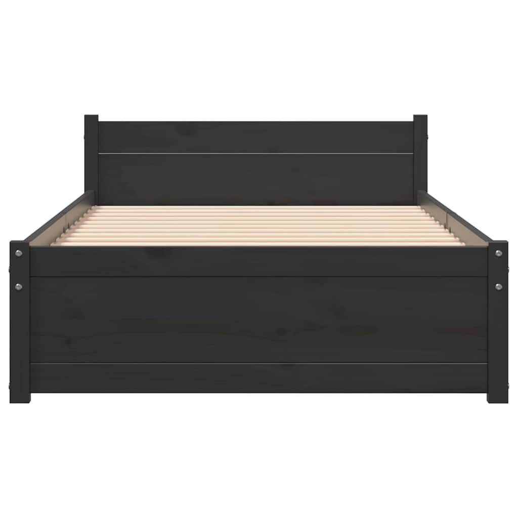 Black bed frame in solid wood 90x200 cm