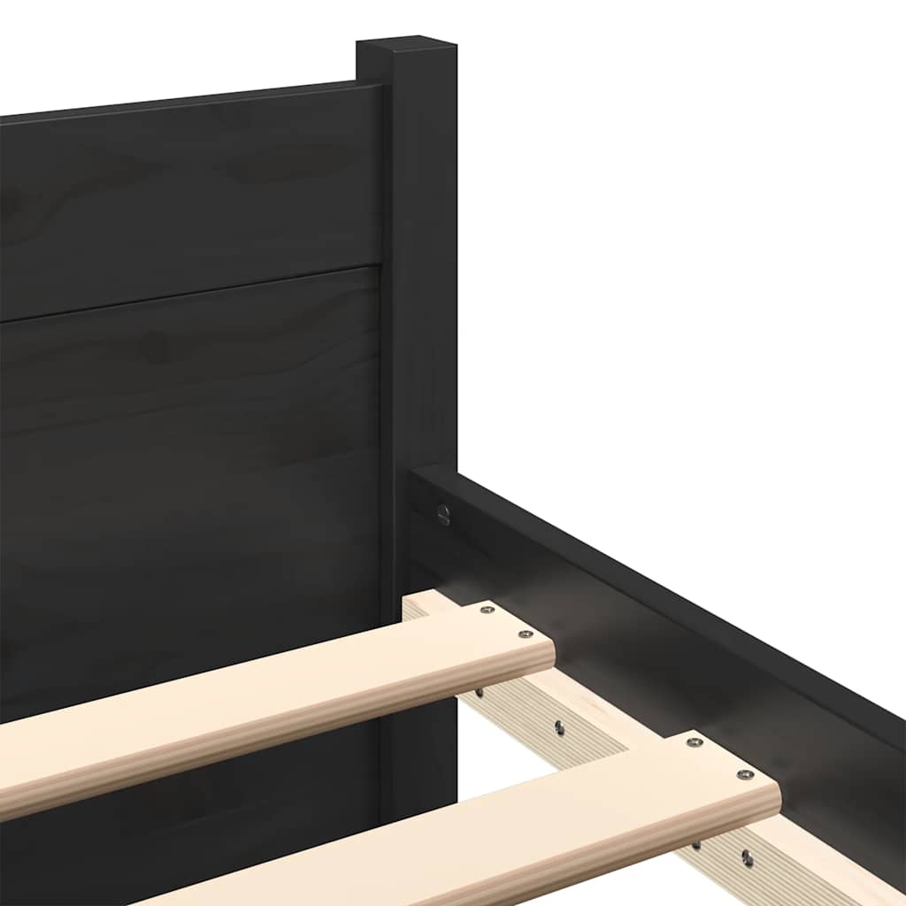 Black bed frame in solid wood 90x200 cm