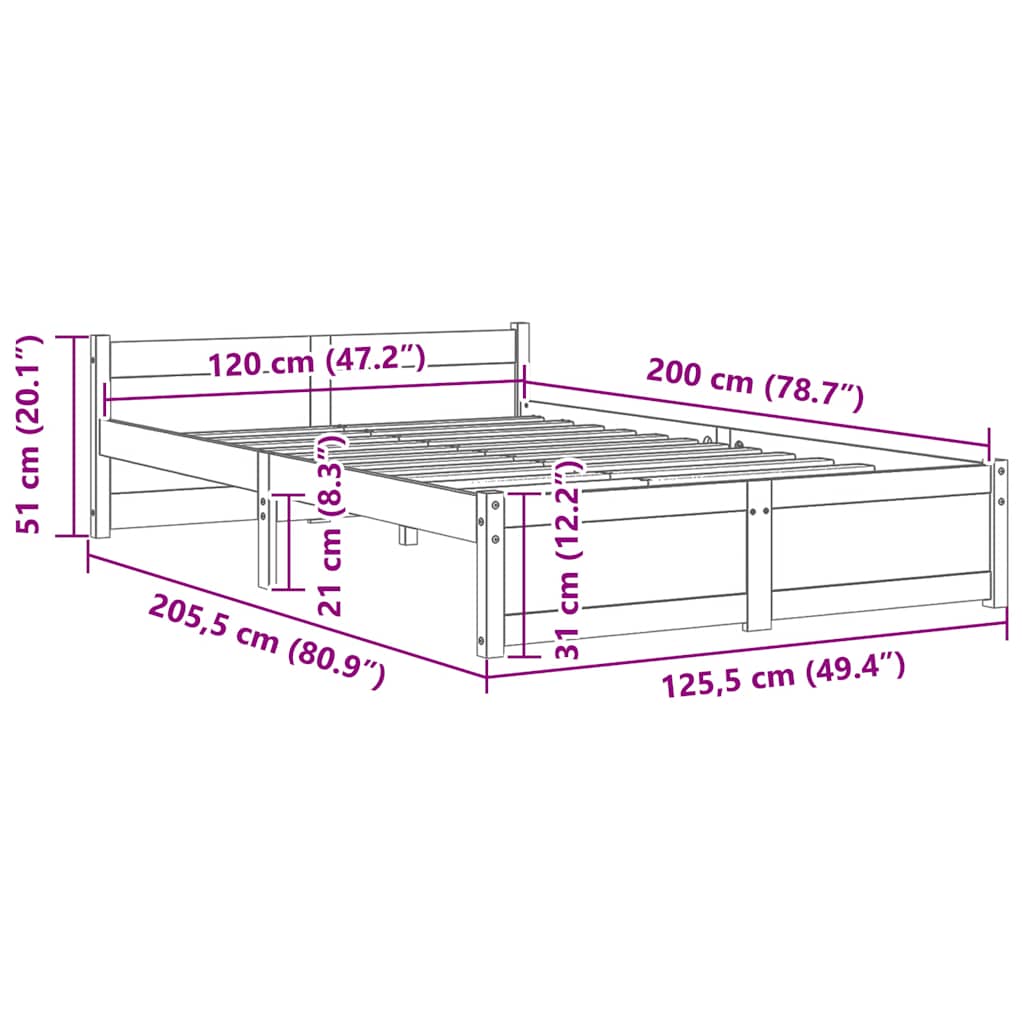 Giroletto senza Materasso Ambrato in Legno Massello 120x200 cm | homemem39