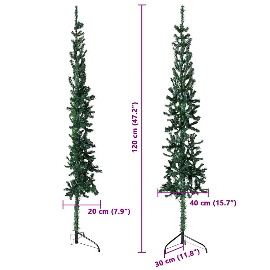 Albero Natale Artificiale Sottile a Metà Supporto Verde 120 cm