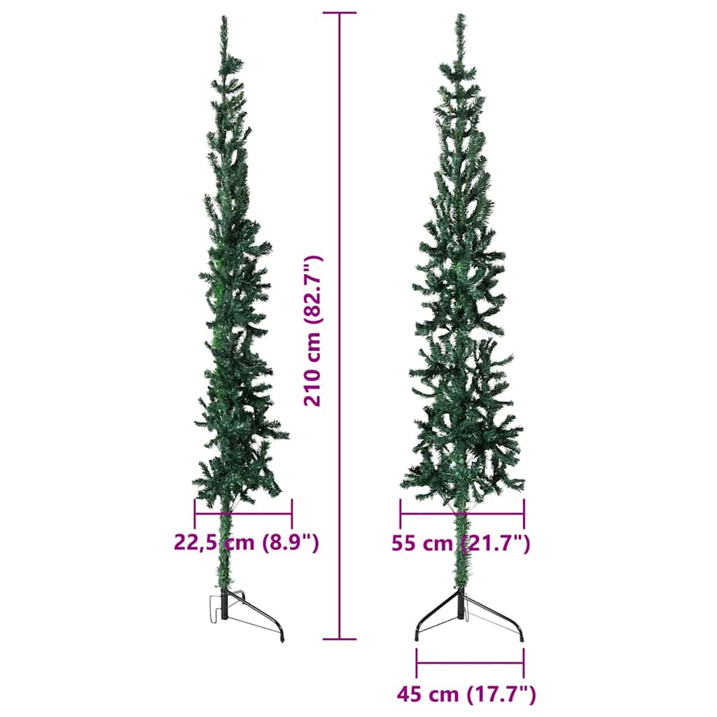 Albero Natale Artificiale Sottile a Metà Supporto Verde 210 cm | homemem39