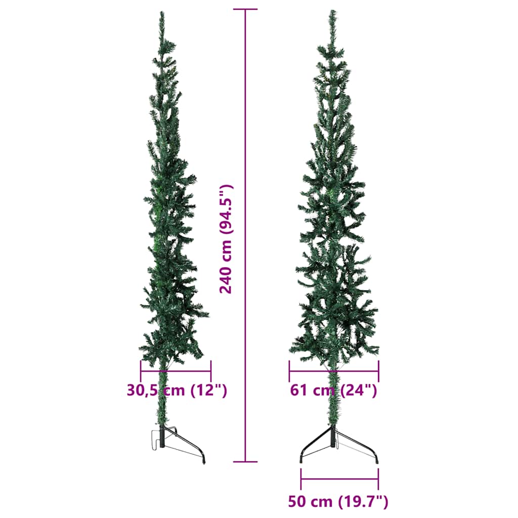 Albero Natale Artificiale Sottile a Metà Supporto Verde 240 cm | homemem39