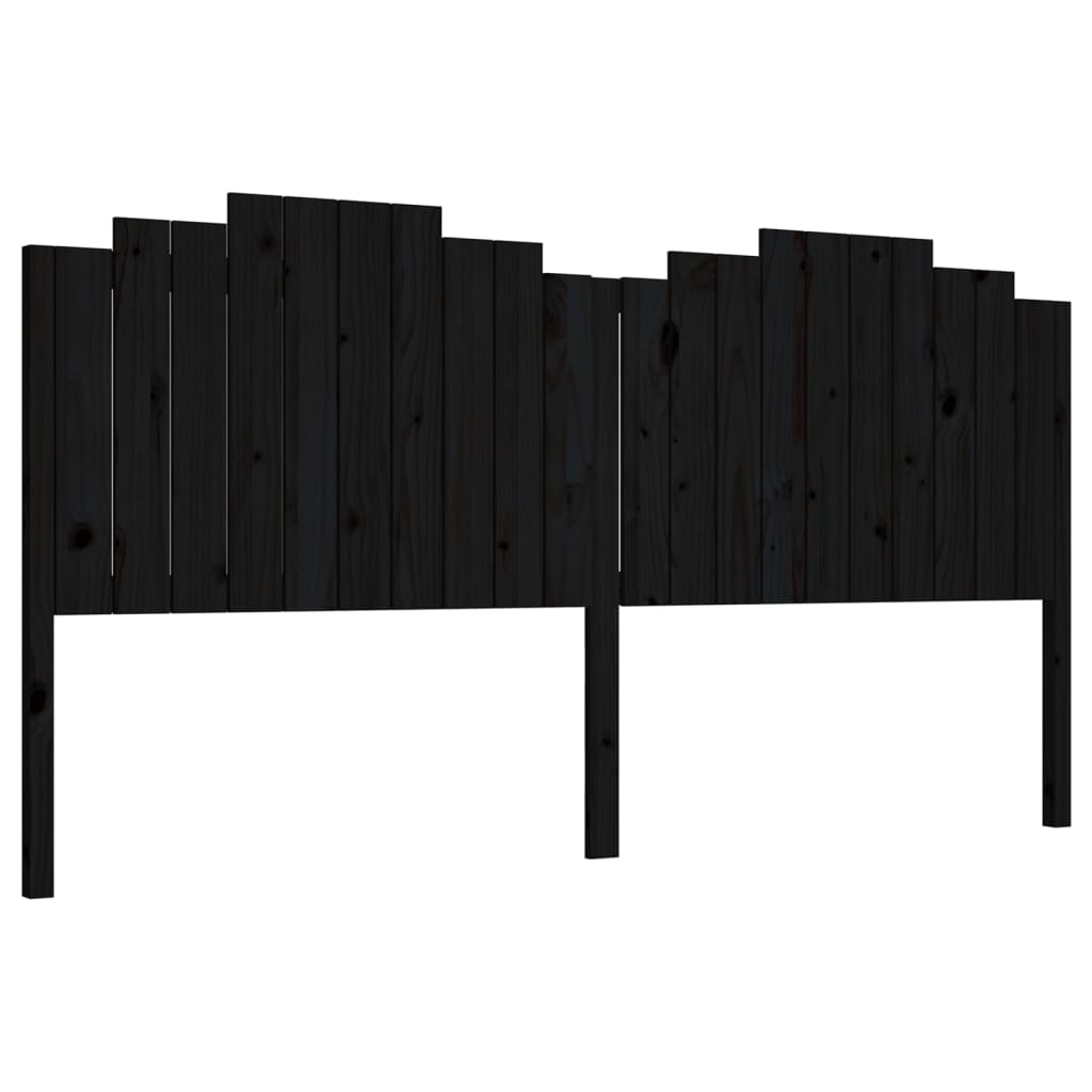 Testiera per Letto Nera 206x4x110 cm in Legno Massello di Pino - homemem39