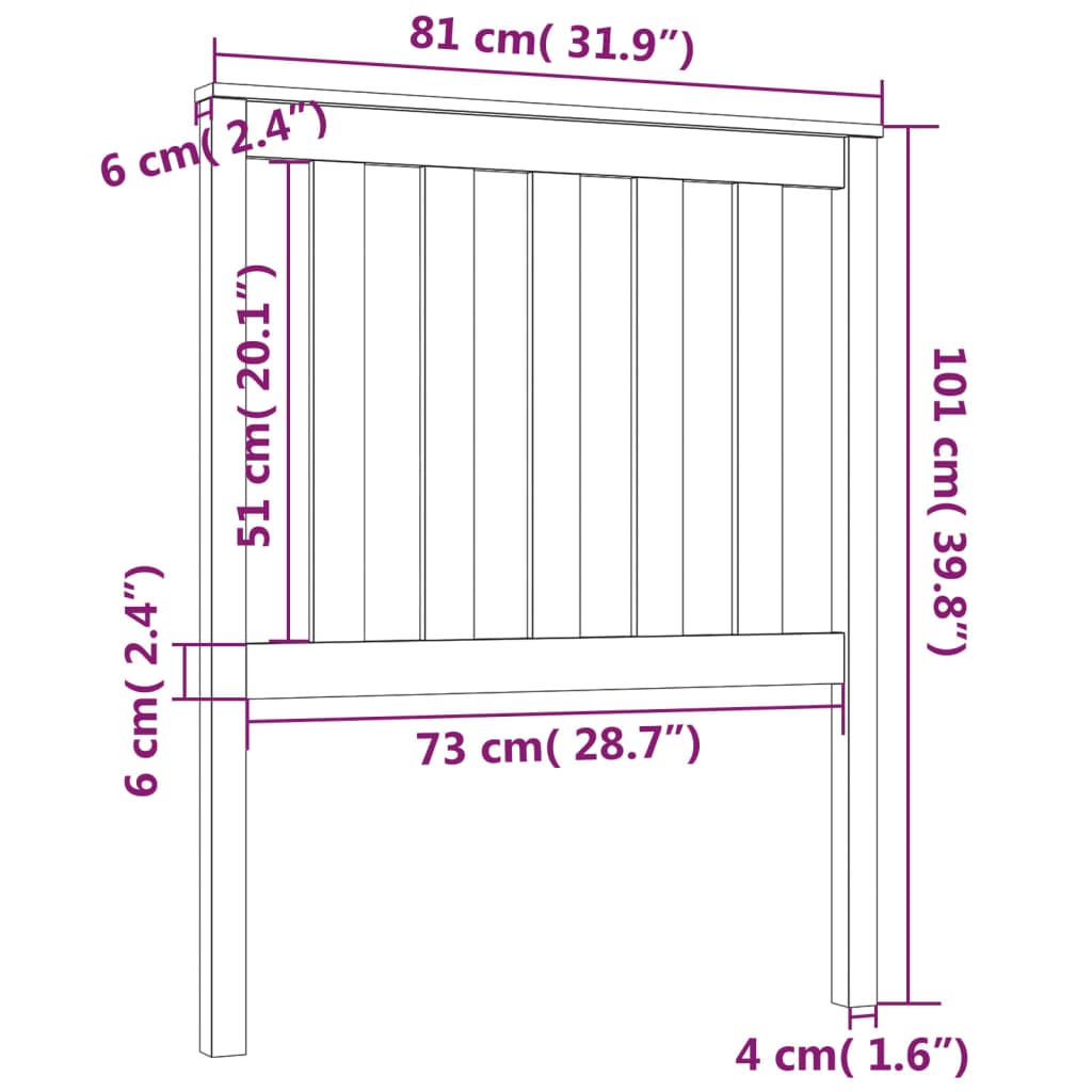 Testiera per Letto Grigia 81x6x101 cm in Legno Massello di Pino | homemem39
