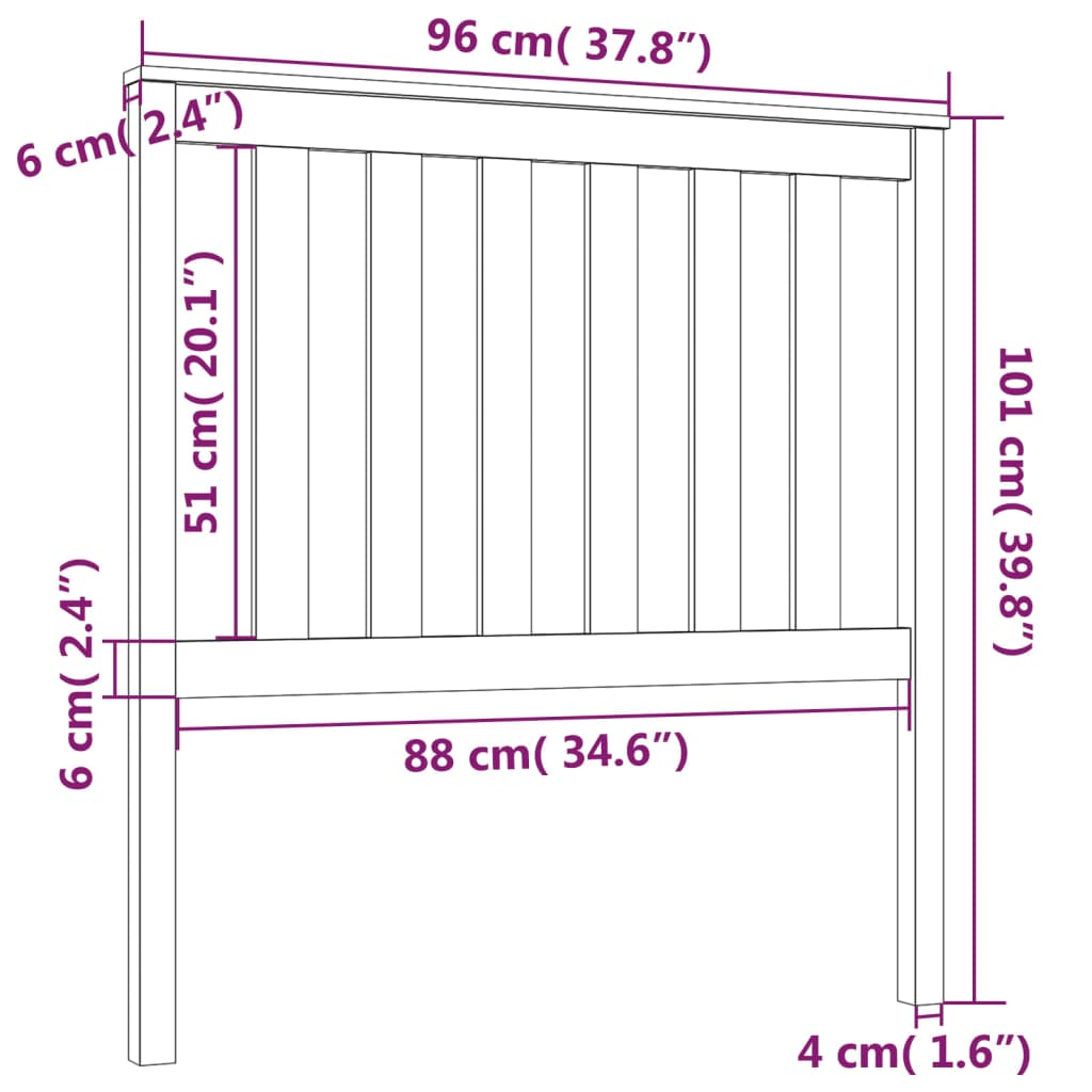 Testiera per Letto Grigia 96x6x101 cm in Legno Massello di Pino | homemem39