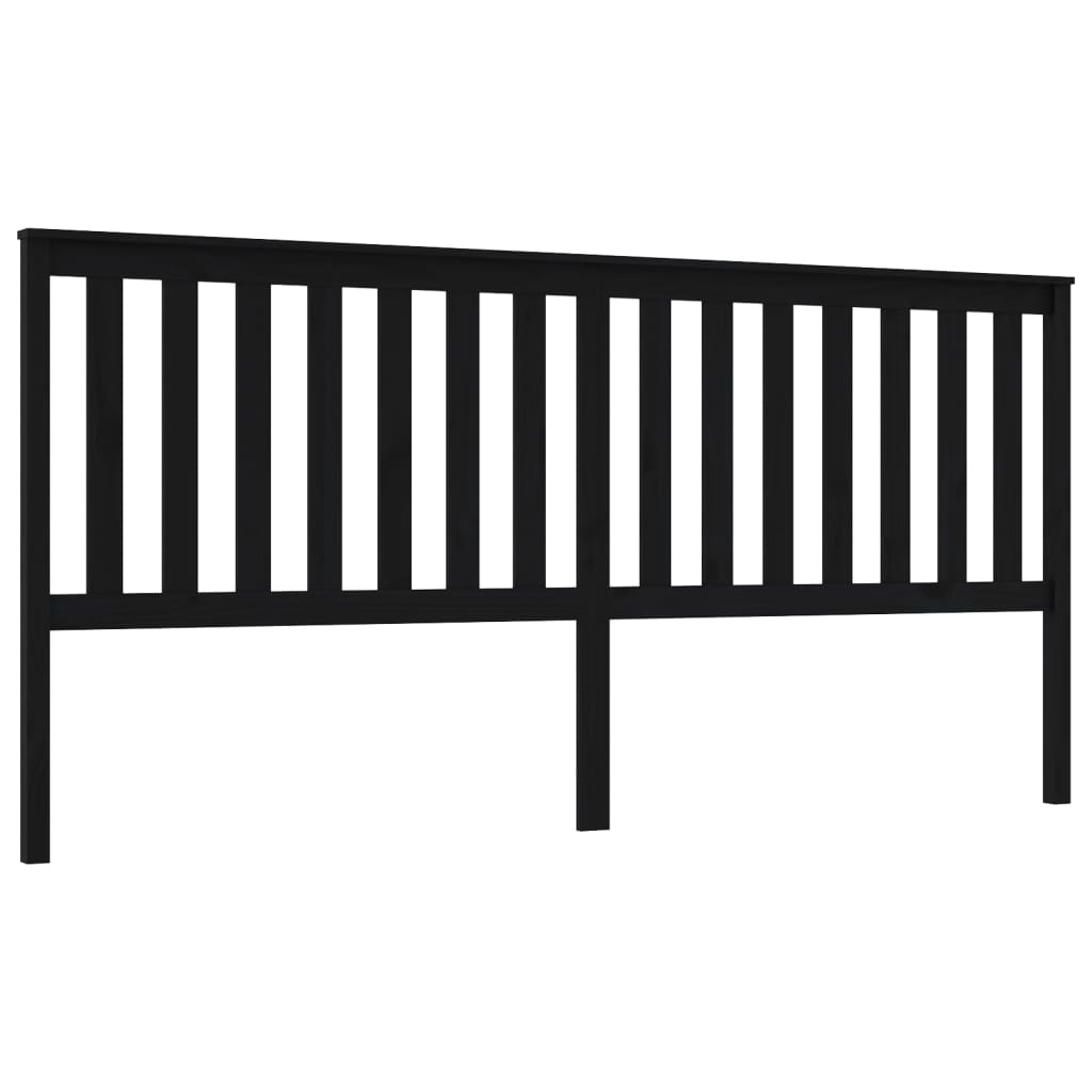 Testiera per Letto Nera 206x6x101 cm in Legno Massello di Pino - homemem39