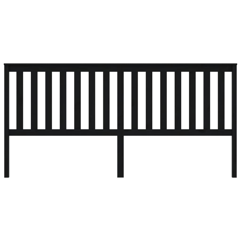 Testiera per Letto Nera 206x6x101 cm in Legno Massello di Pino - homemem39