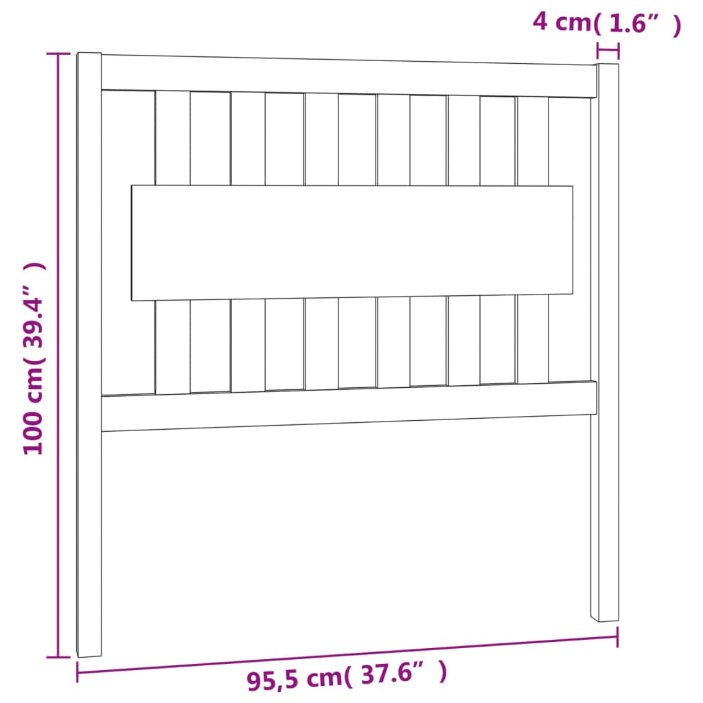 Testiera per Letto Grigia 95,5x4x100 cm Legno Massello di Pino - homemem39