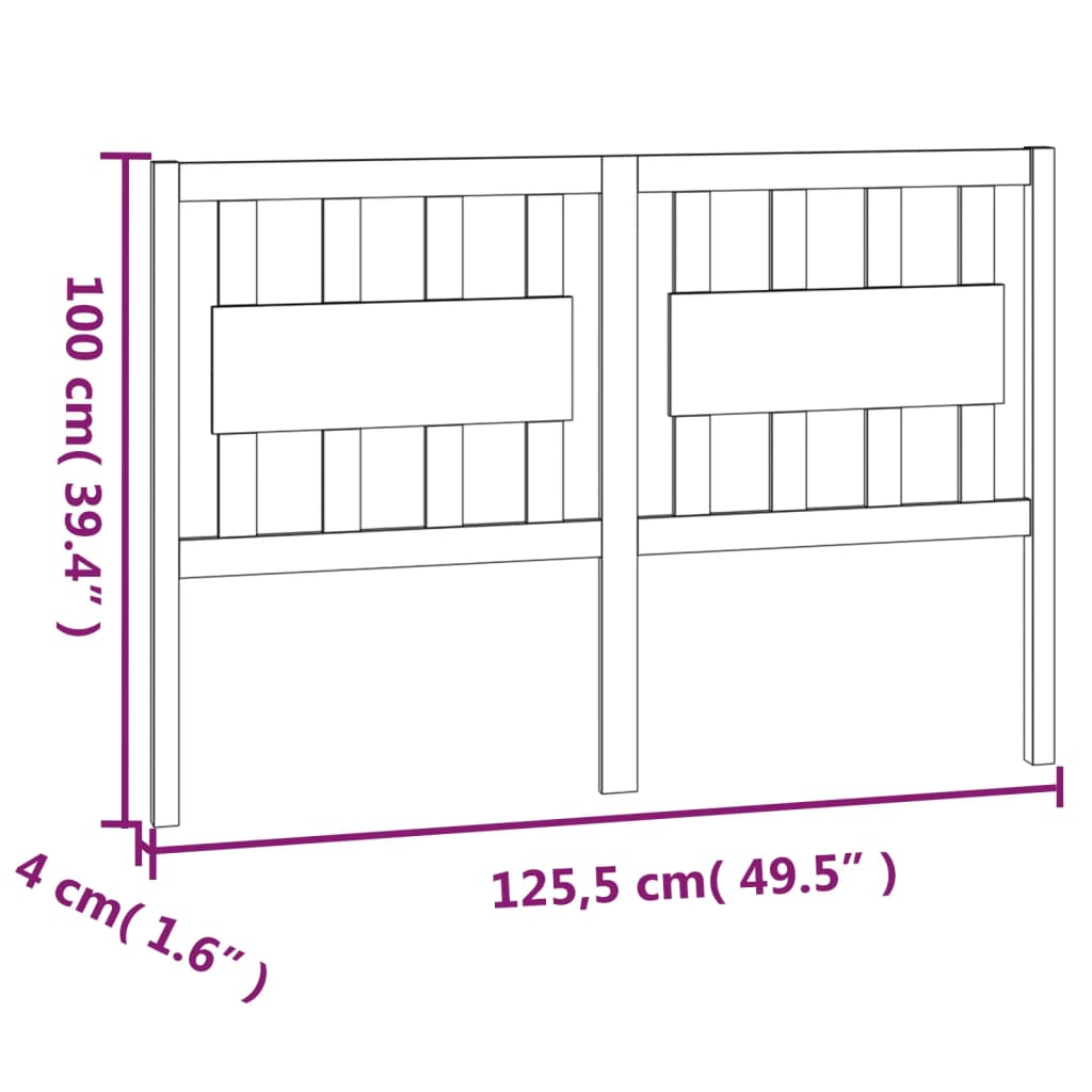 Testiera per Letto 125,5x4x100 cm in Legno Massello di Pino - homemem39
