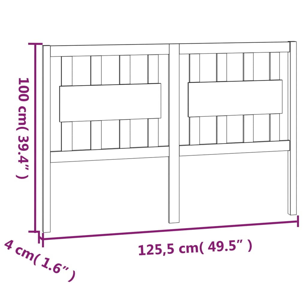 Testiera per Letto Bianca 125,5x4x100 cm Legno Massello di Pino - homemem39