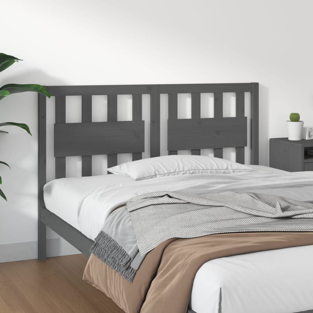 Testiera per Letto Grigia 125,5x4x100 cm Legno Massello di Pino - homemem39